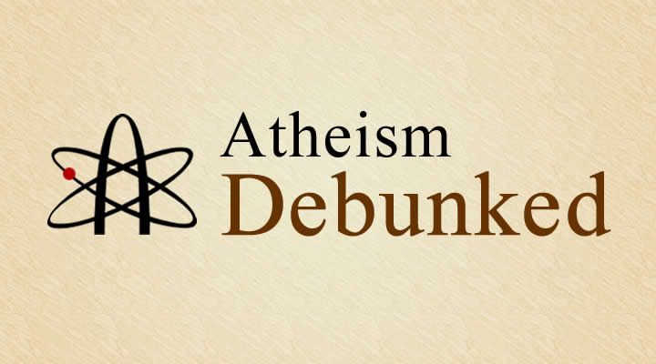 Atomic Symbol with the words Atheism Debunked