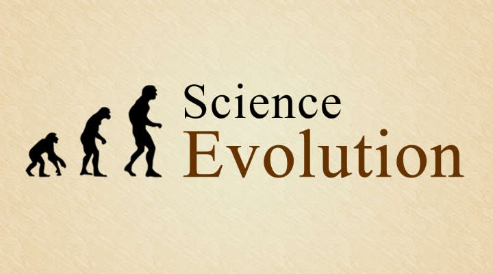 Ape evolving into man with the words Science Evolution