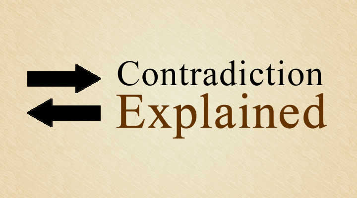 Opposing arrows with the words Contradiction Explained
